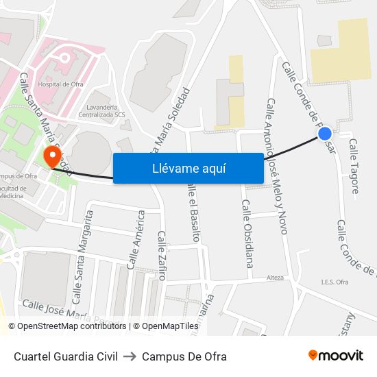 Cuartel Guardia Civil to Campus De Ofra map