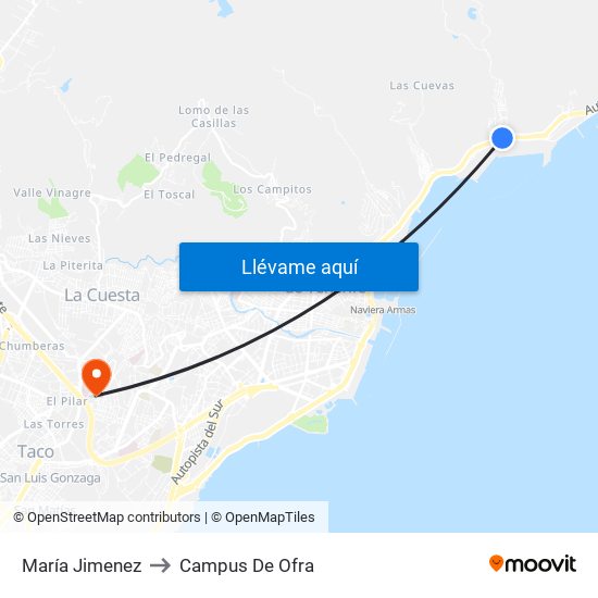 María Jimenez to Campus De Ofra map