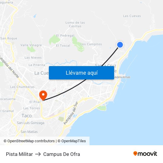 Pista Militar to Campus De Ofra map