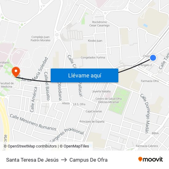 Santa Teresa De Jesús to Campus De Ofra map