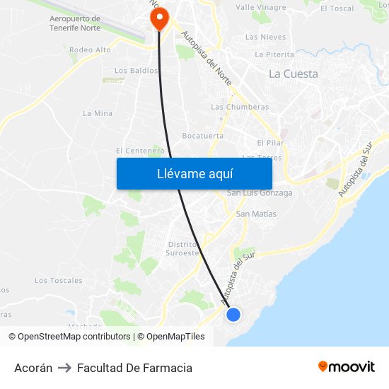 Acorán to Facultad De Farmacia map
