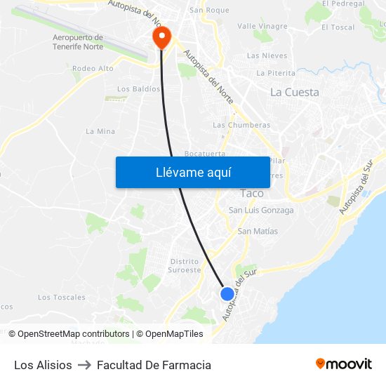 Los Alisios to Facultad De Farmacia map