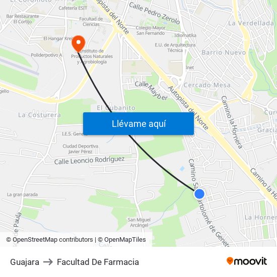 Guajara to Facultad De Farmacia map