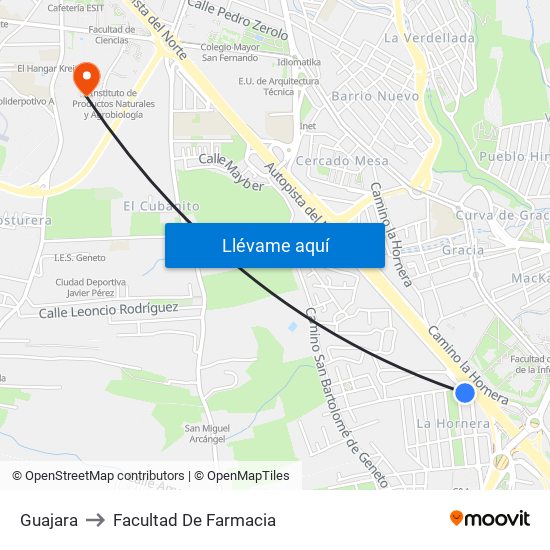 Guajara to Facultad De Farmacia map