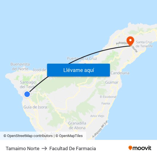 Tamaimo Norte to Facultad De Farmacia map