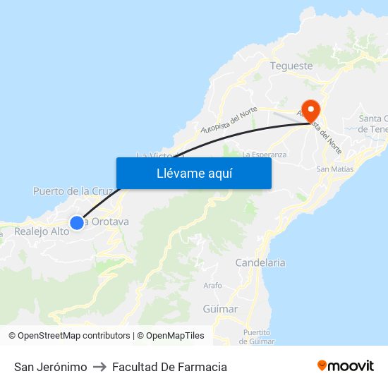 San Jerónimo to Facultad De Farmacia map