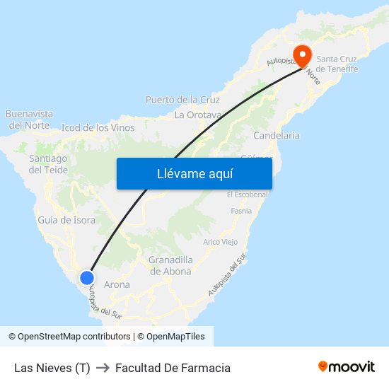 Las Nieves (T) to Facultad De Farmacia map