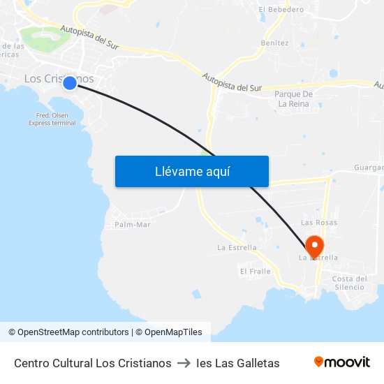 Centro Cultural Los Cristianos to Ies Las Galletas map