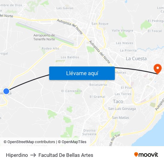 Hiperdino to Facultad De Bellas Artes map