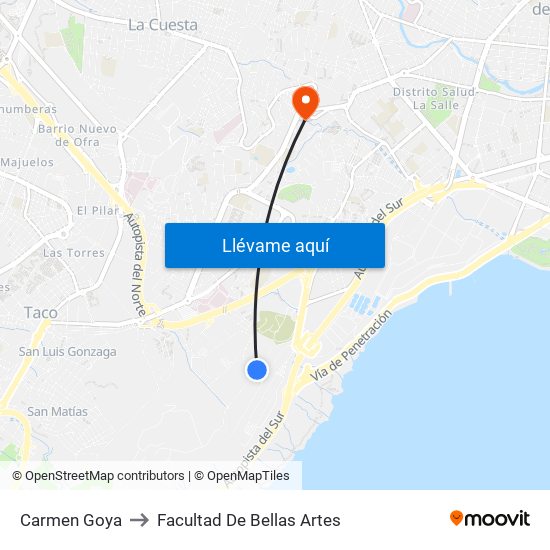 Carmen Goya to Facultad De Bellas Artes map