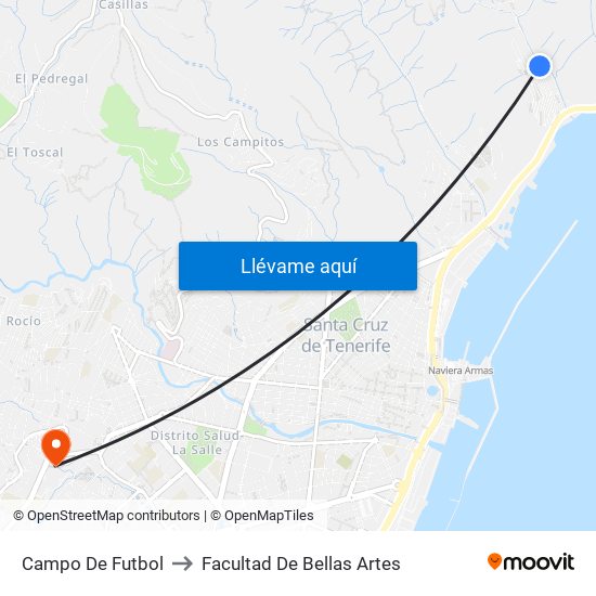 Campo De Futbol to Facultad De Bellas Artes map