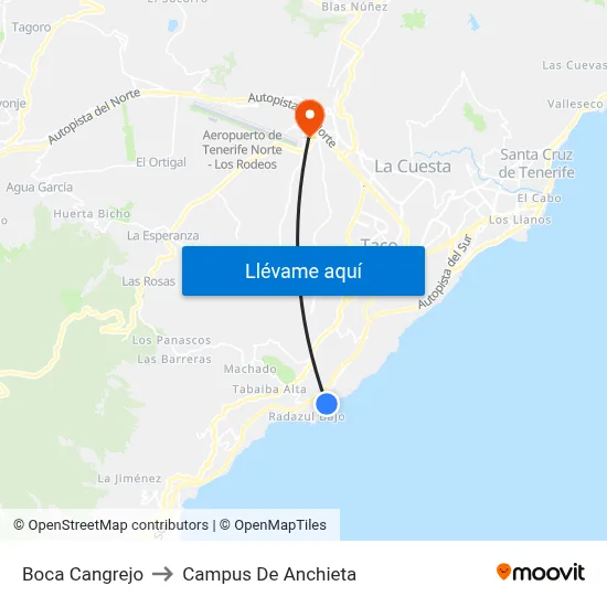 Boca Cangrejo to Campus De Anchieta map