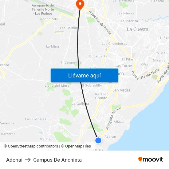 Adonai to Campus De Anchieta map