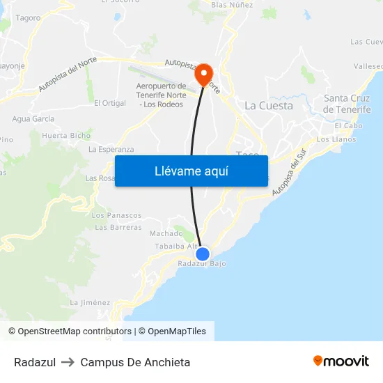 Radazul to Campus De Anchieta map