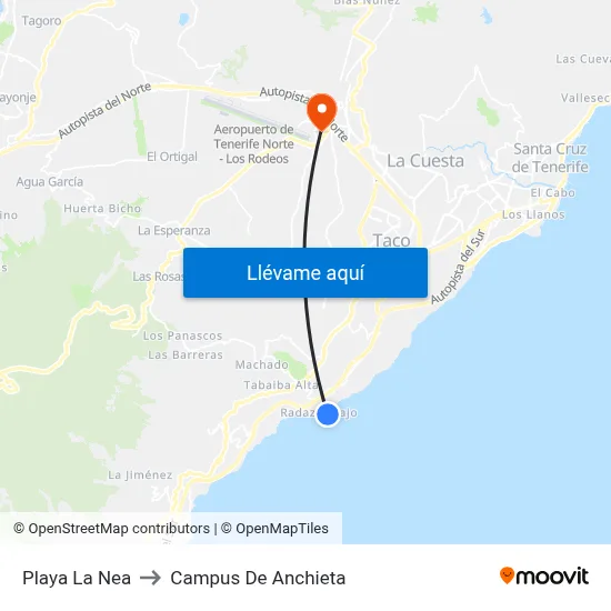 Playa La Nea to Campus De Anchieta map