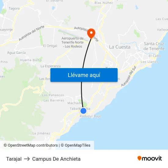 Tarajal to Campus De Anchieta map