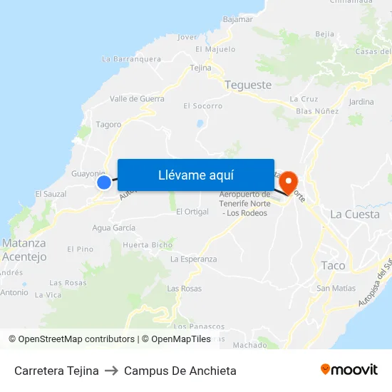 Carretera Tejina to Campus De Anchieta map