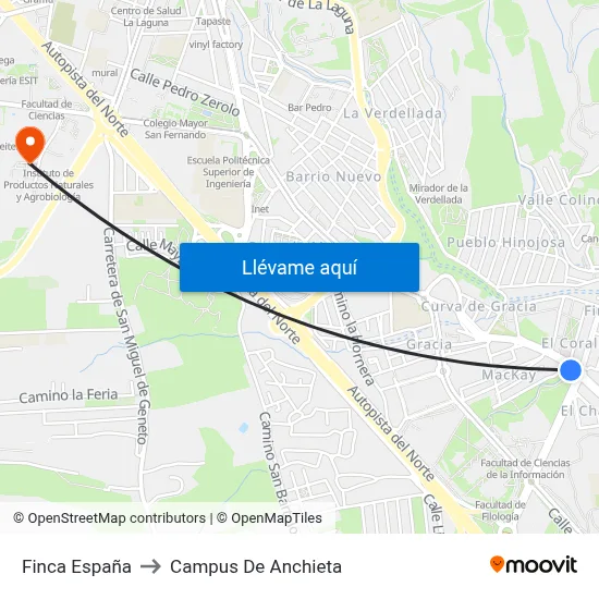 Finca España to Campus De Anchieta map