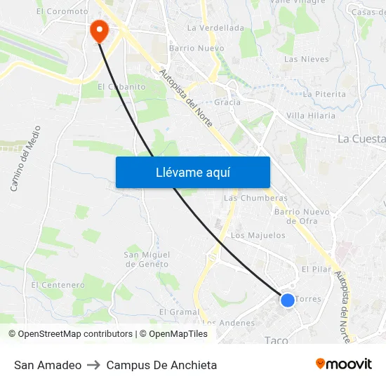 San Amadeo to Campus De Anchieta map