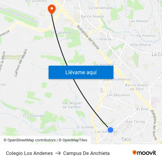 Colegio Los Andenes to Campus De Anchieta map