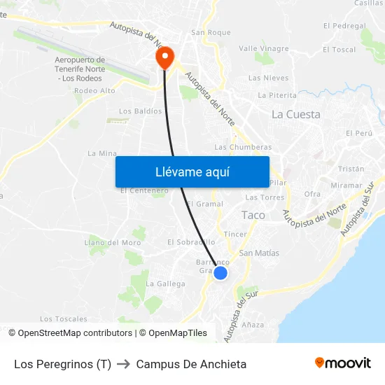 Los Peregrinos (T) to Campus De Anchieta map