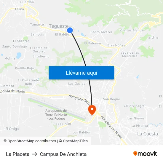 La Placeta to Campus De Anchieta map