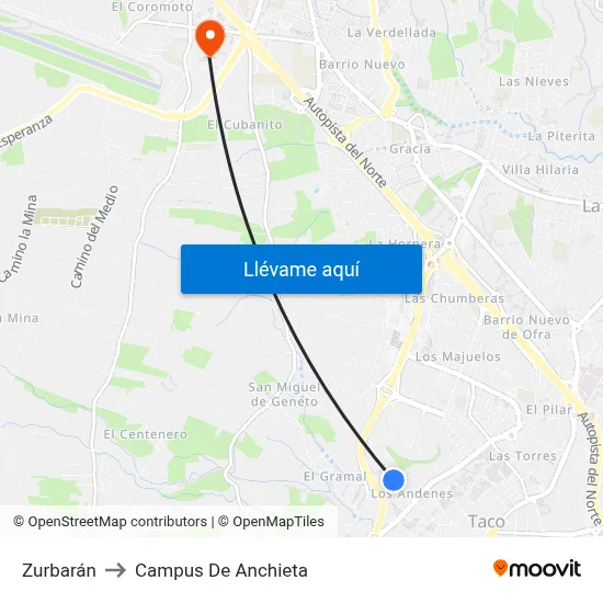Zurbarán to Campus De Anchieta map