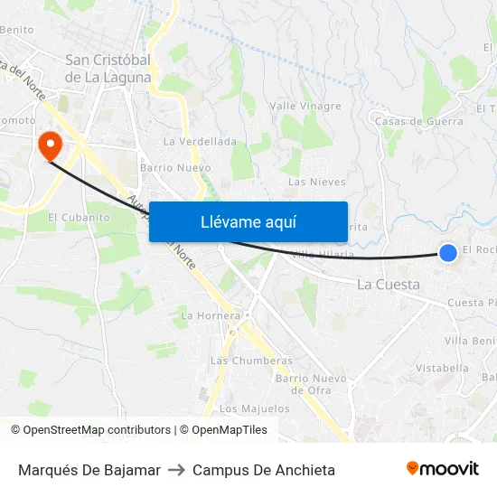 Marqués De Bajamar to Campus De Anchieta map