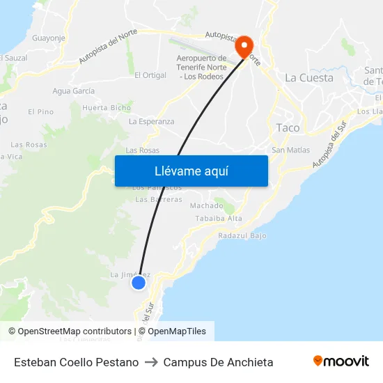 Esteban Coello Pestano to Campus De Anchieta map