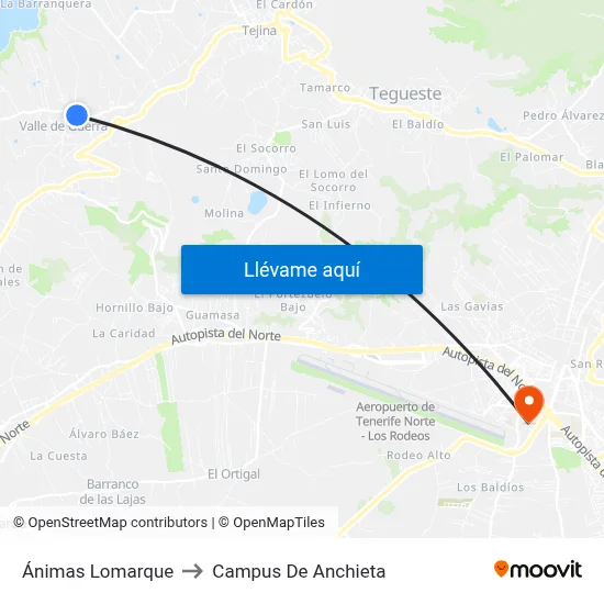 Ánimas Lomarque to Campus De Anchieta map