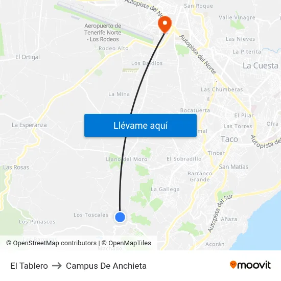 El Tablero to Campus De Anchieta map