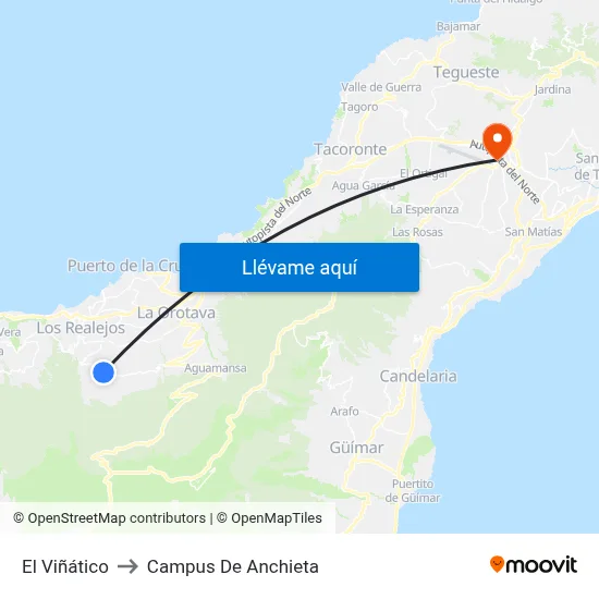 El Viñático to Campus De Anchieta map