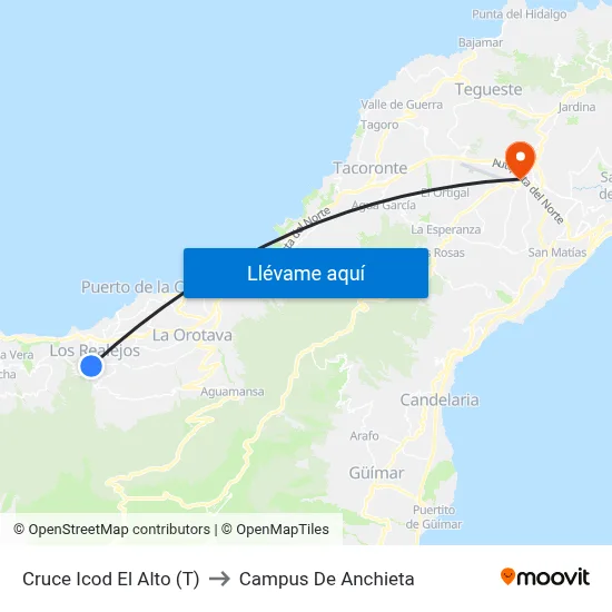 Cruce Icod El Alto (T) to Campus De Anchieta map