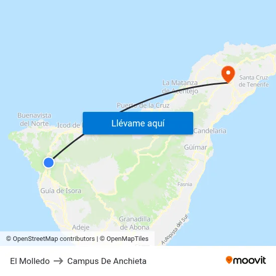 El Molledo to Campus De Anchieta map