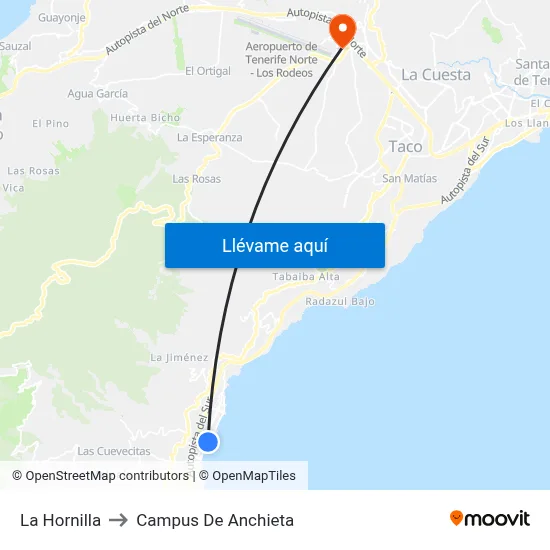 La Hornilla to Campus De Anchieta map