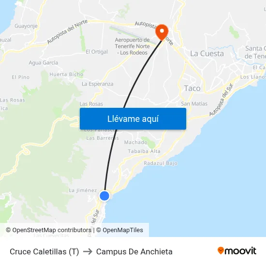 Cruce Caletillas (T) to Campus De Anchieta map