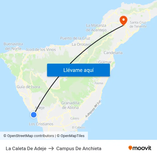 La Caleta De Adeje to Campus De Anchieta map