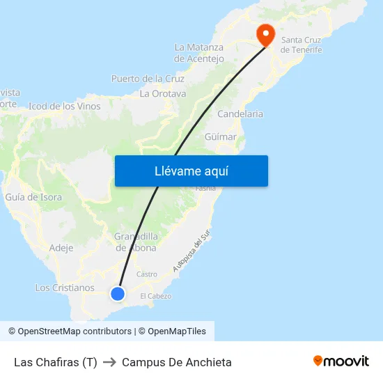 Las Chafiras (T) to Campus De Anchieta map