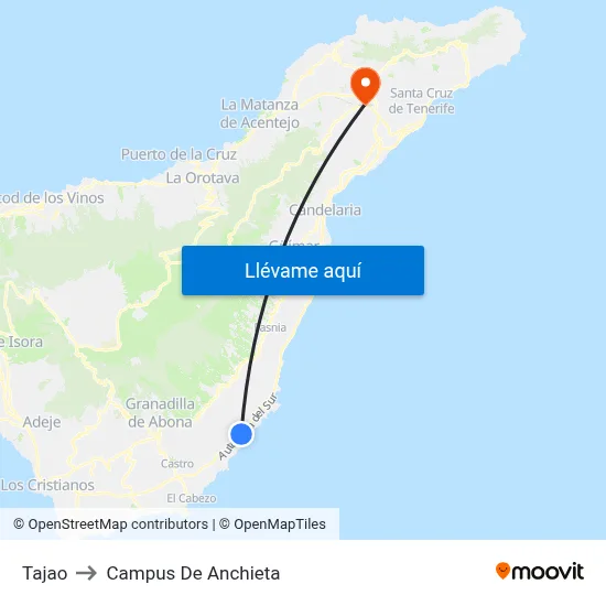 Tajao to Campus De Anchieta map