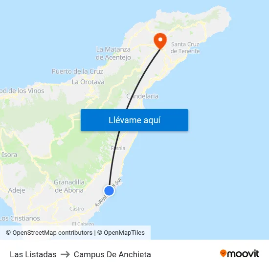 Las Listadas to Campus De Anchieta map