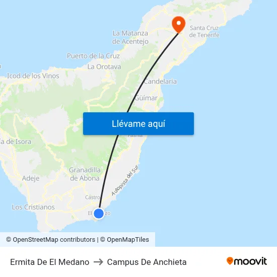 Ermita De El Medano to Campus De Anchieta map