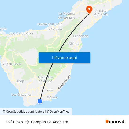 Golf Plaza to Campus De Anchieta map
