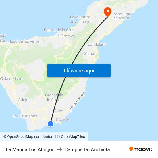 La Marina  Los Abrigos to Campus De Anchieta map