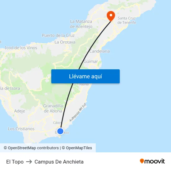 El Topo to Campus De Anchieta map