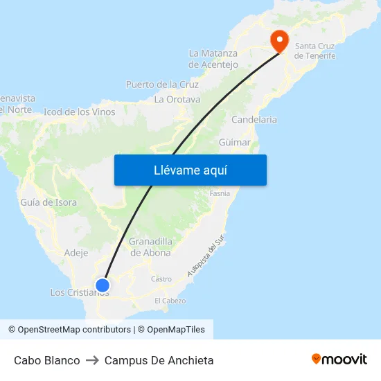 Cabo Blanco to Campus De Anchieta map