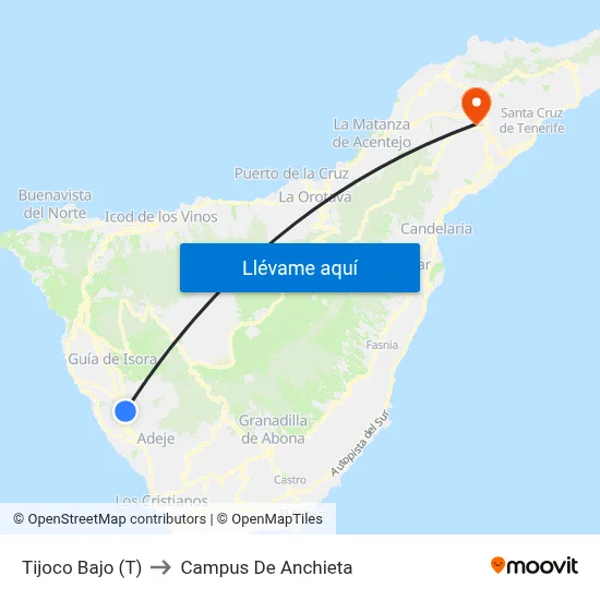 Tijoco Bajo (T) to Campus De Anchieta map