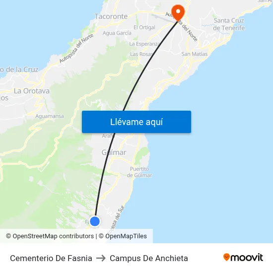 Cementerio De Fasnia to Campus De Anchieta map