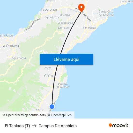 El Tablado (T) to Campus De Anchieta map