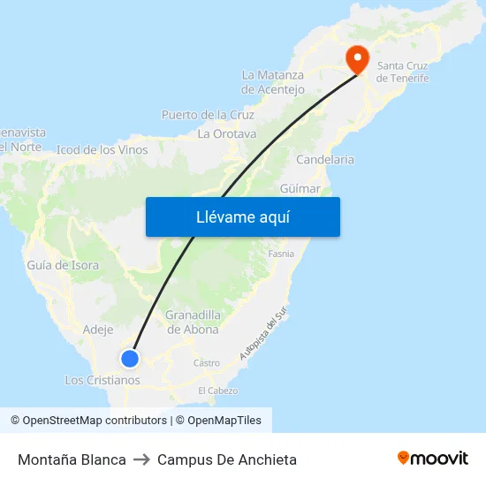 Montaña Blanca to Campus De Anchieta map