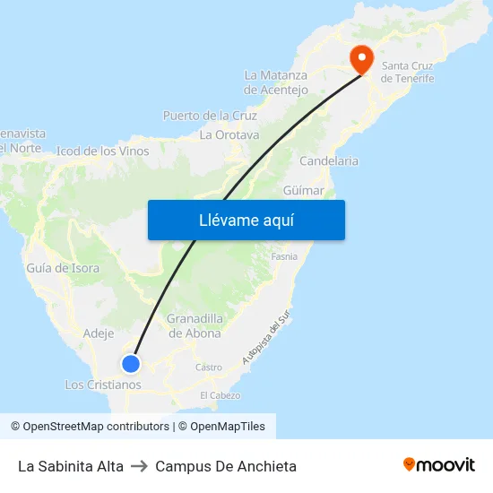 La Sabinita Alta to Campus De Anchieta map